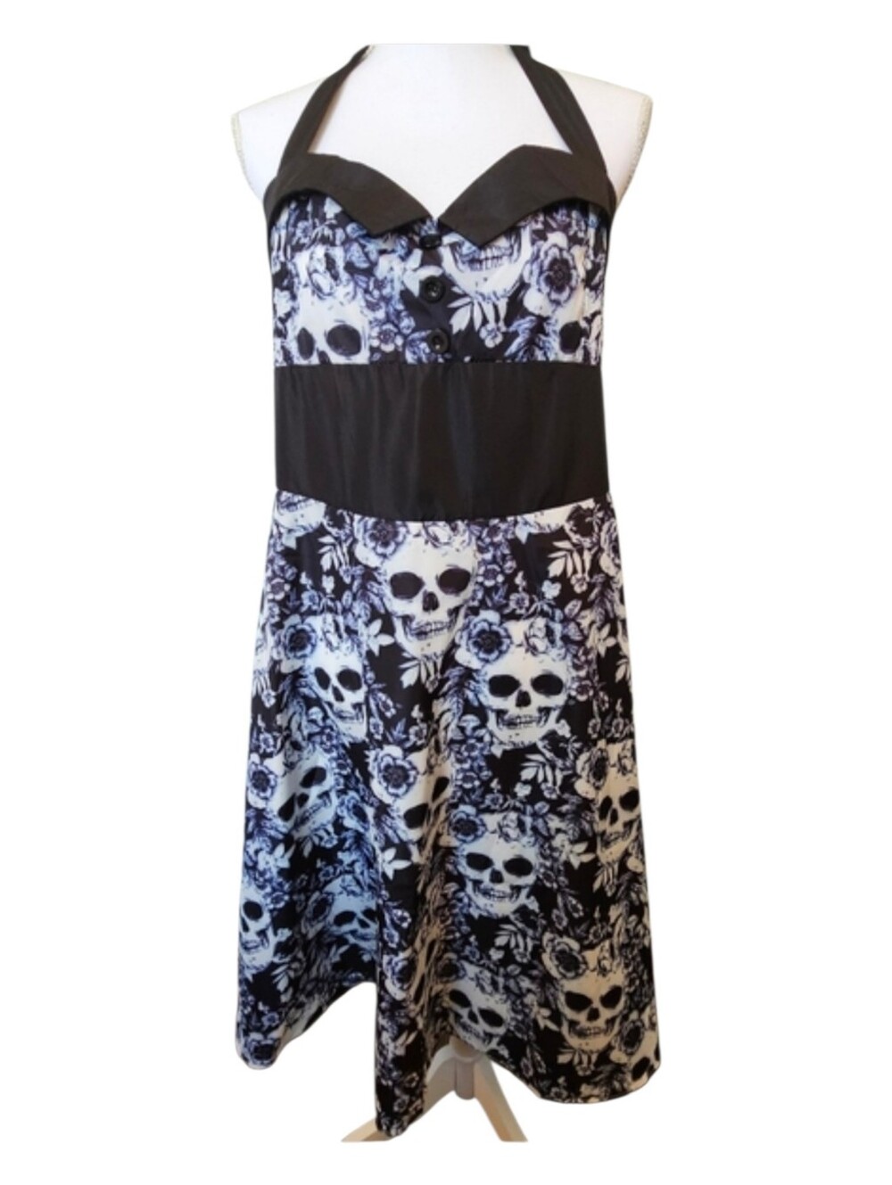 Skull Print Halter‎ "Costume" Dress Black White Women's Size *XL